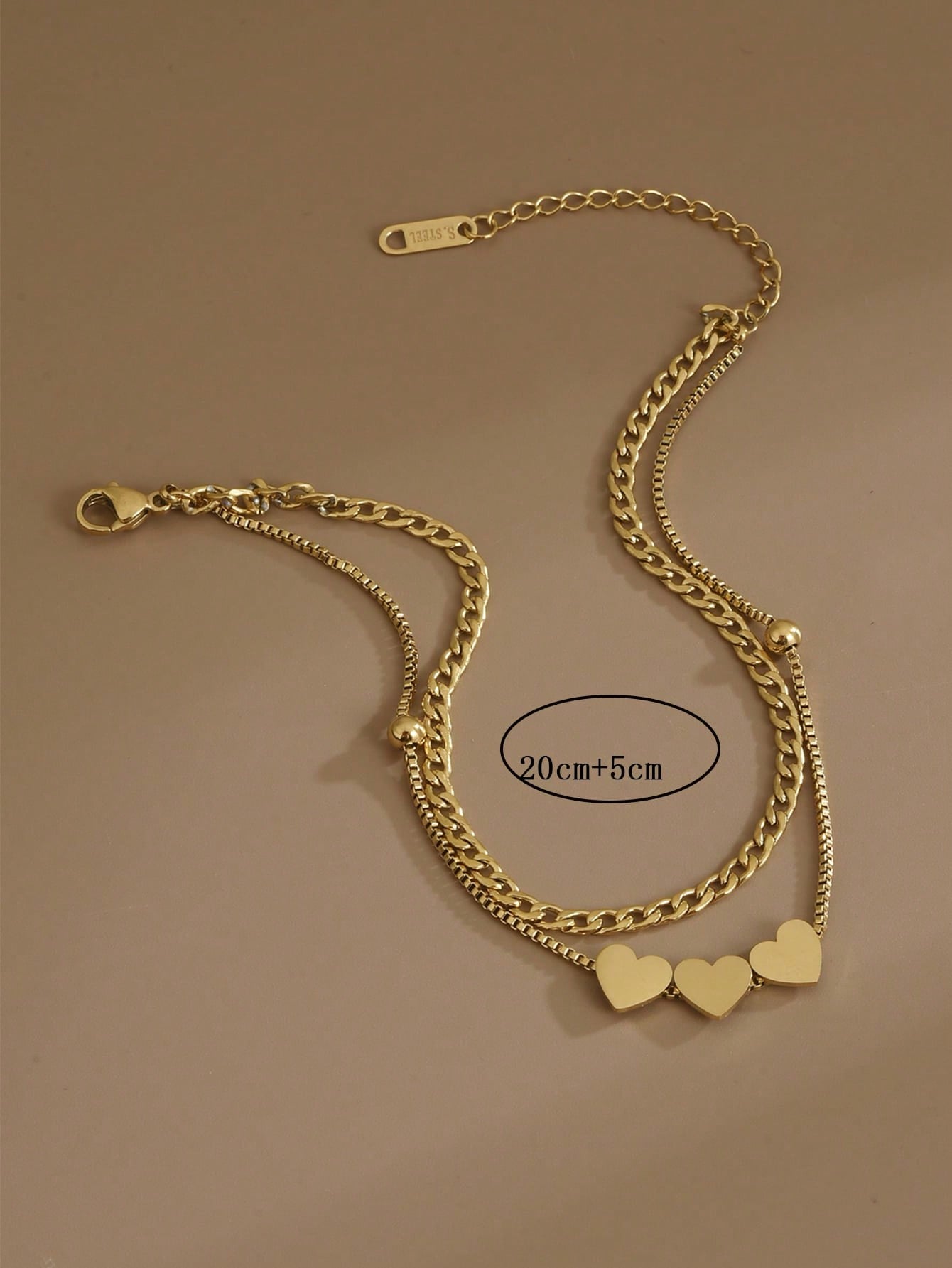 Stainless Steel Heart Anklet