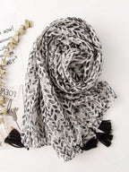 Women's Simple Printed Silk Scarf One Piece Fashion Silk Scarf Spring Summer Sun Protection Beach Towel Hairband Shawl Black