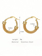 1 Pair Stainless Steel Hoop Earrings for Women with Geometric Metal Pendant, Fashion Jewelry Gift