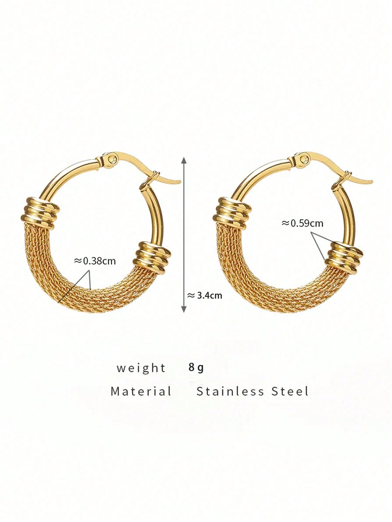 1 Pair Women's Stainless Steel Hoop Earrings with Geometric Metal Pendant, Fashion Jewelry Gift