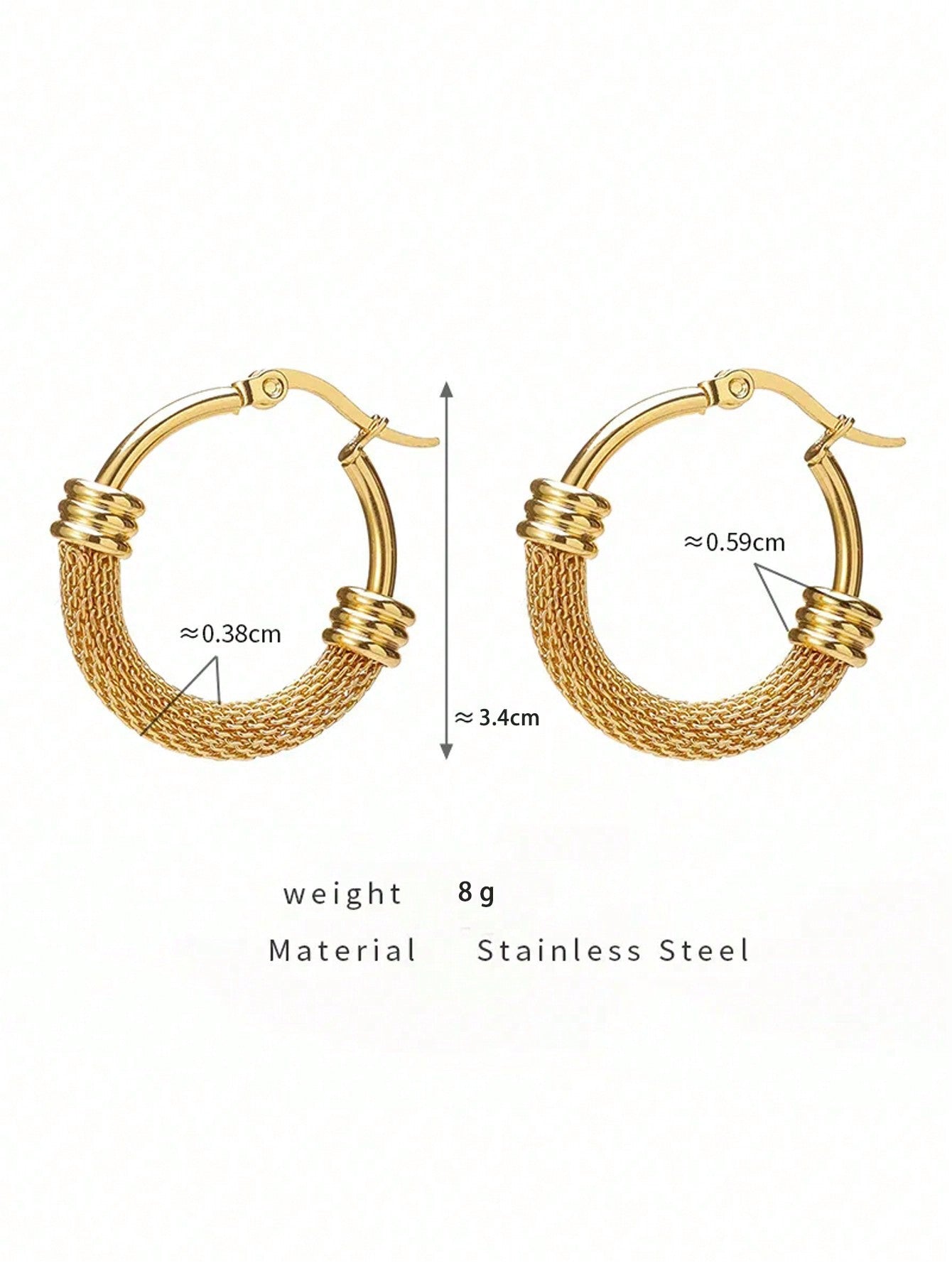 1 Pair Stainless Steel Hoop Earrings for Women with Geometric Metal Pendant, Fashion Jewelry Gift