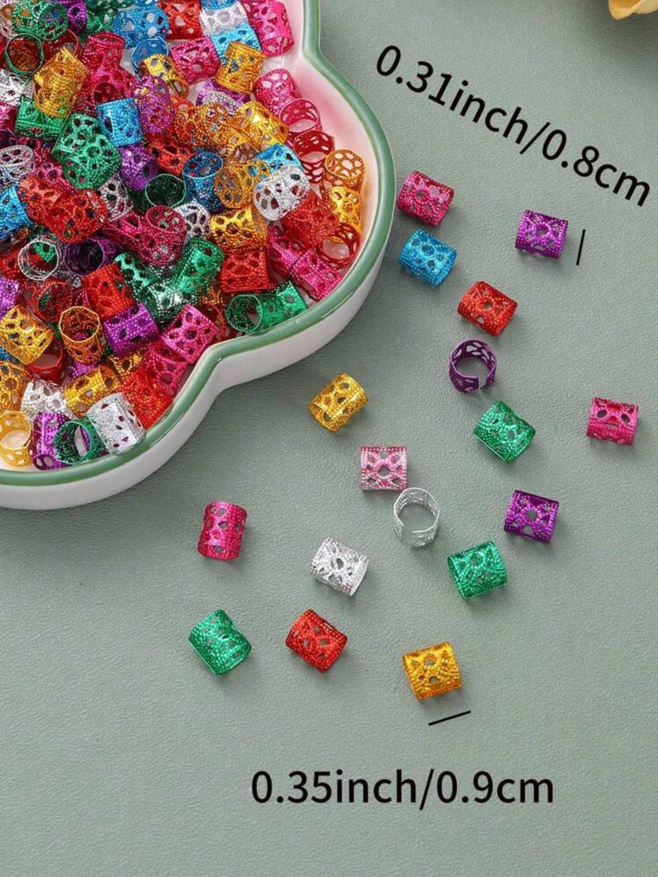 50 Pieces Colorful Braid Hair Accessories Empty Aluminum Alloy Hair Bands for Girls Women Moms Punk Boho Style