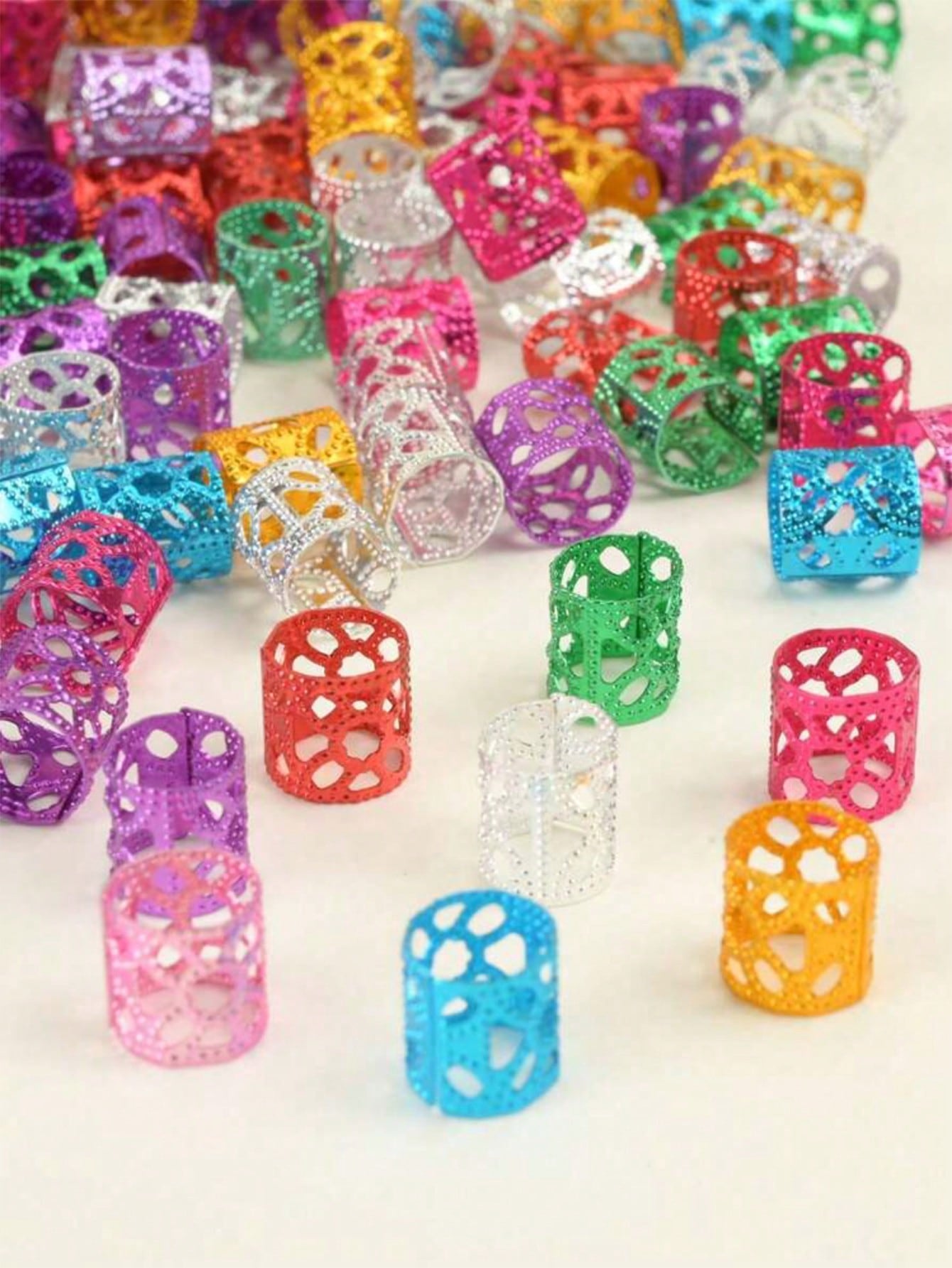 50 Pieces Colorful Braid Hair Accessories Empty Aluminum Alloy Hair Bands for Girls Women Moms Punk Boho Style