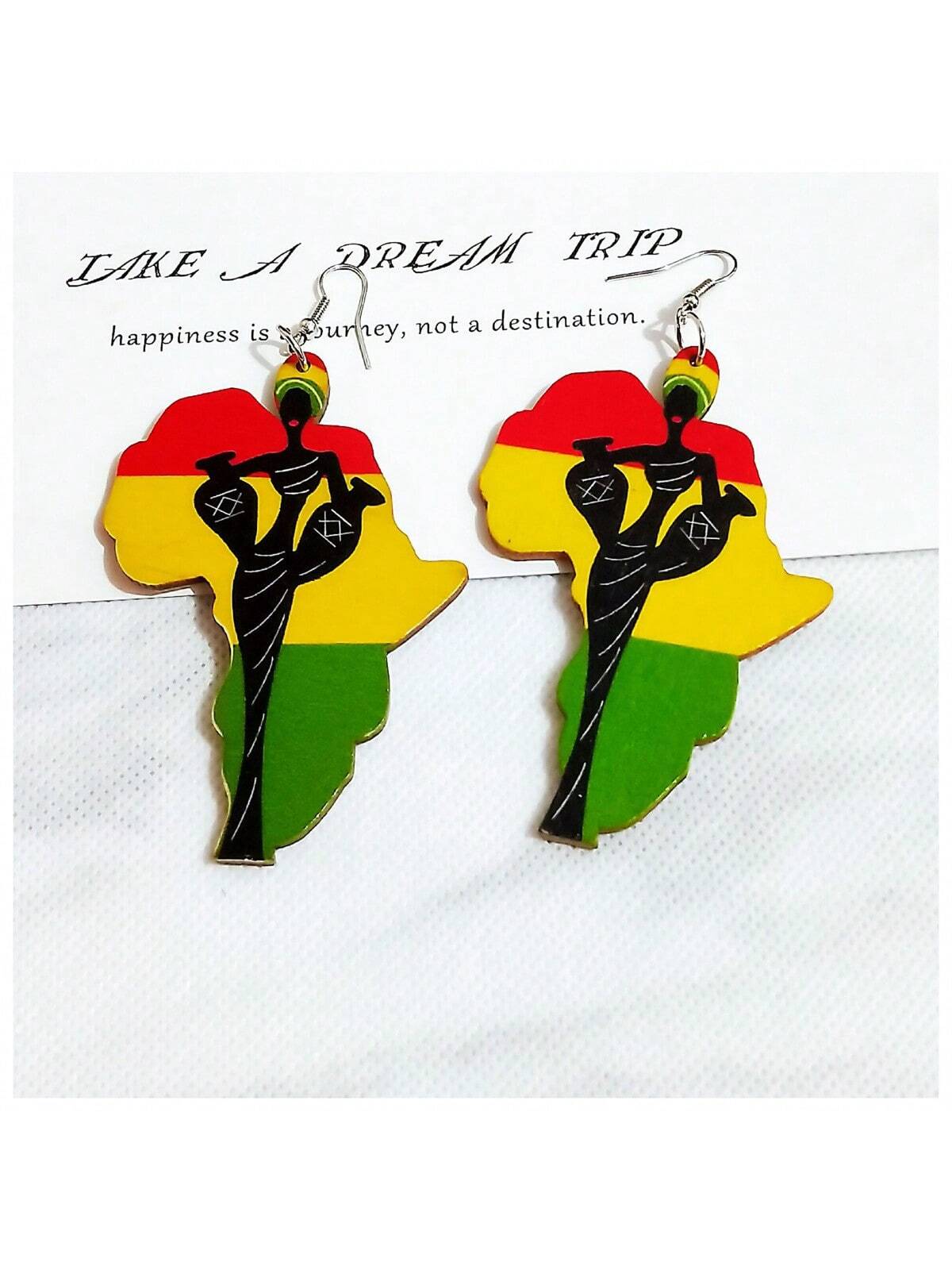 1 Pair of Exaggerated Geometric Design Earrings with Acrylic Map Letter Pattern