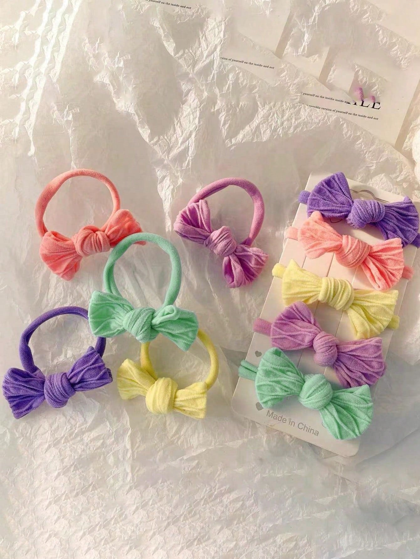 10pcs Colorful Elegant Knot Hair Ties for Women, High Elasticity, No-sew, Ponytail Holder