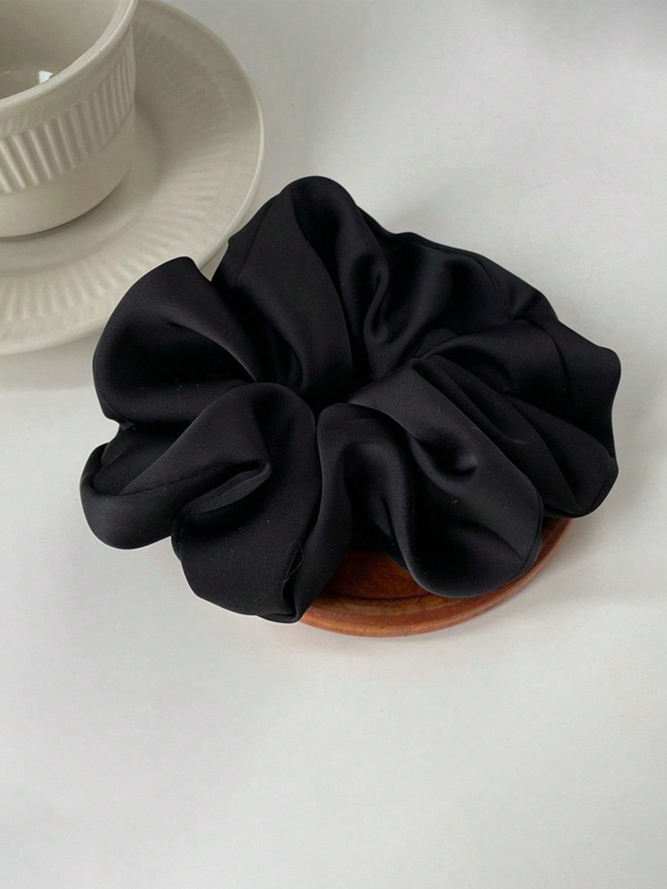 Elegant Black French Design Hair Band with Large Silk Bow Ear Design for Hair Black