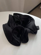 شريط شعر حبات فرنسي أسود عميق مع شريط حريري متوسط ​​الوقت للعناية بالأذن باللون الأسود