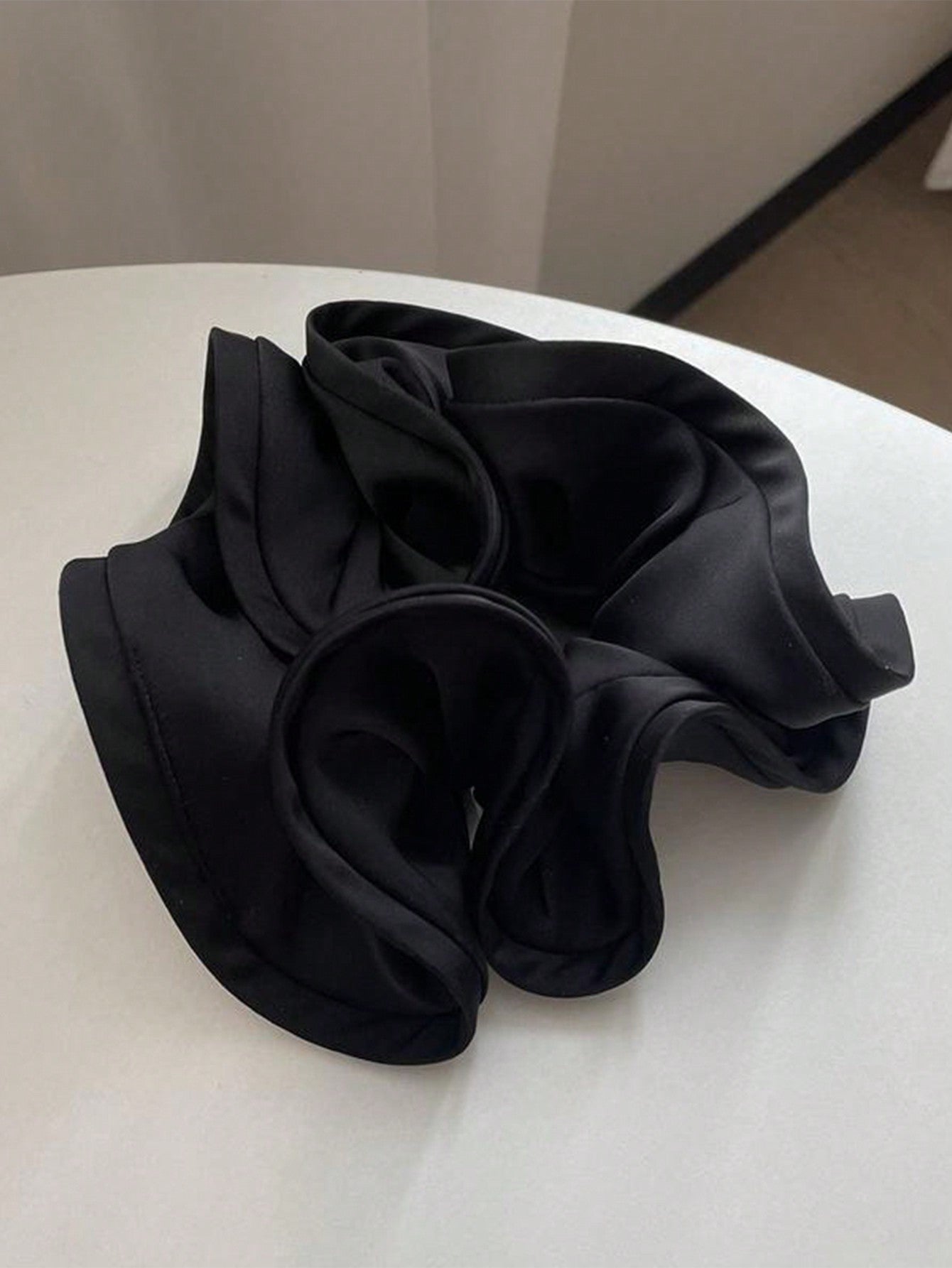 Elegant Black French Design Hair Band with Large Silk Bow Ear Design for Hair Black