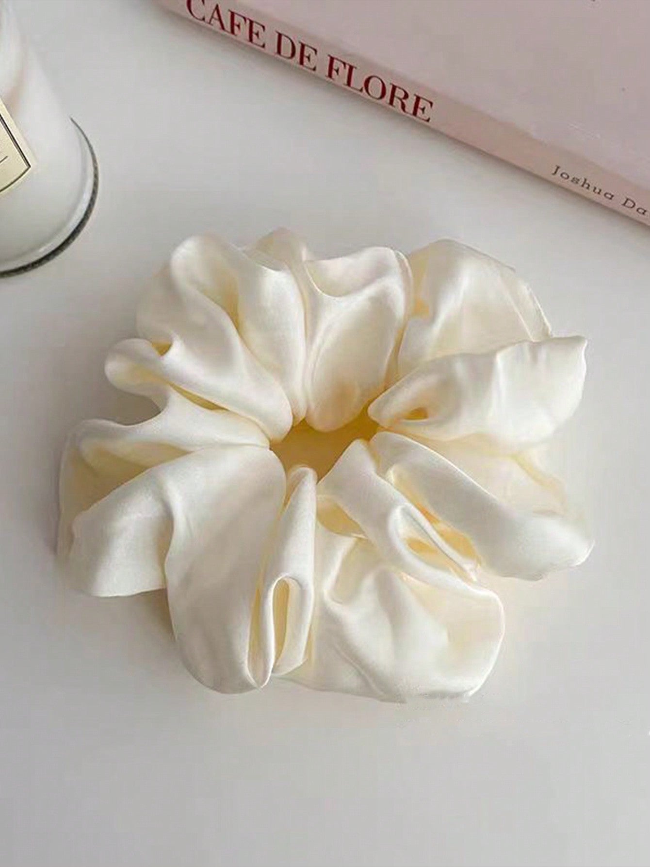 Elegant black French design hair band with large silk bow holding ear design for hair white