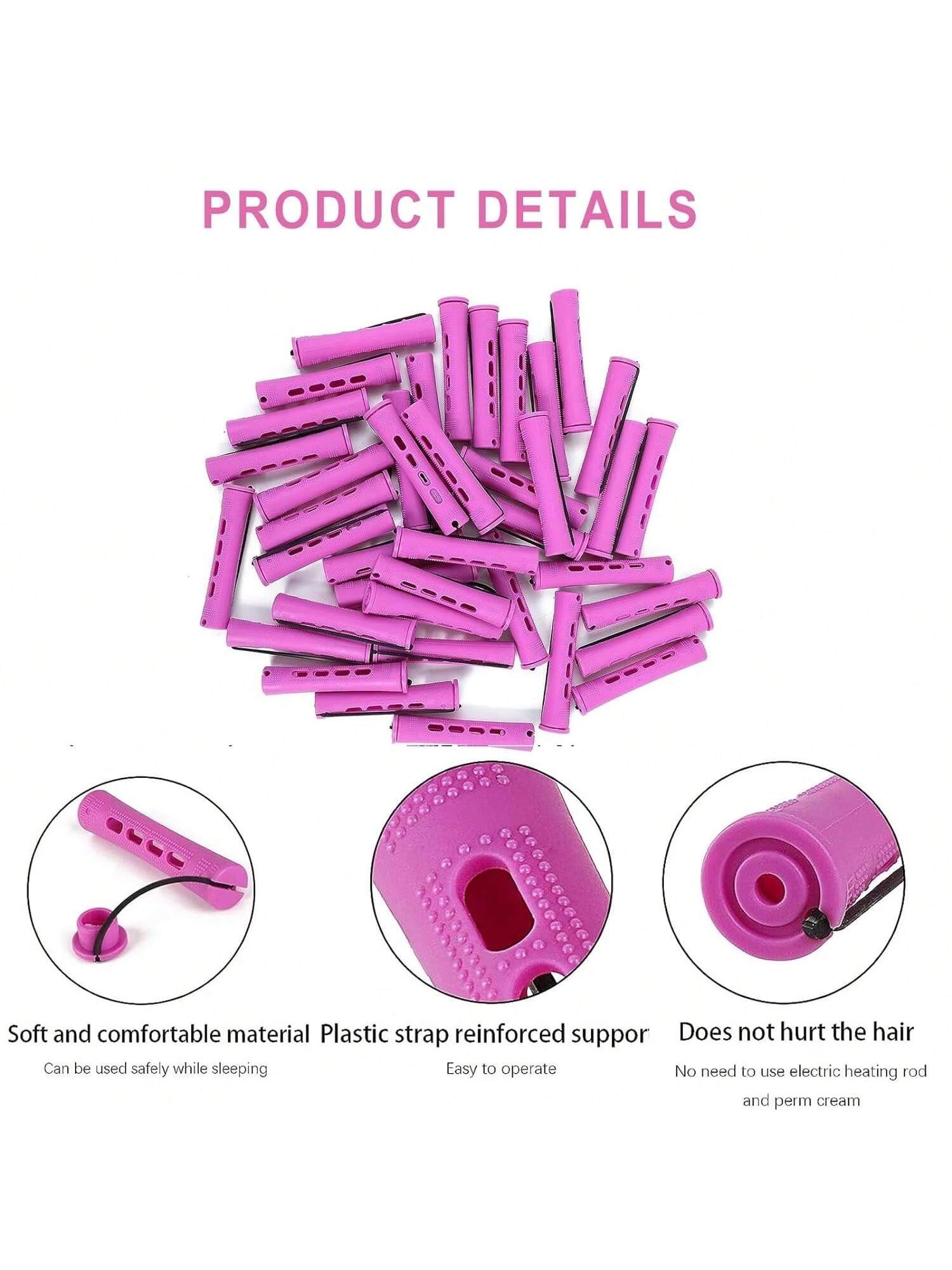 20 Pieces Cold Plastic Curling Irons for Natural Hair Heatless Curling Irons for Women Curling Irons Set for Long Medium Short Hair DIY Hair Salon Tools (Purple 0.75 Inch)