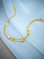 سوار سلسلة مرصعة بطبقتين ومغلفة بالذهب المطلي على الفولاذ المقاوم للصدأ ومسمار ملولب