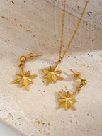 مجموعة أقراط وأقراط كاملة من الفولاذ المقاوم للصدأ مقاومة للماء وغير قابلة للتلاشي الذهبي، تناسب لارتداء النساء اليومي