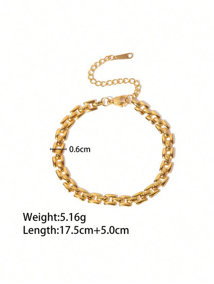 Luxury metal bracelet and necklace set, heavy steel metal plated with gold for women, new and popular in Europe and America