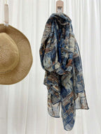 قطعة واحدة من وشاح نسائي بطباعة متعددة الألوان، وشاح فيتاج للاستخدام اليومي والسفر وأوقات الإجازة