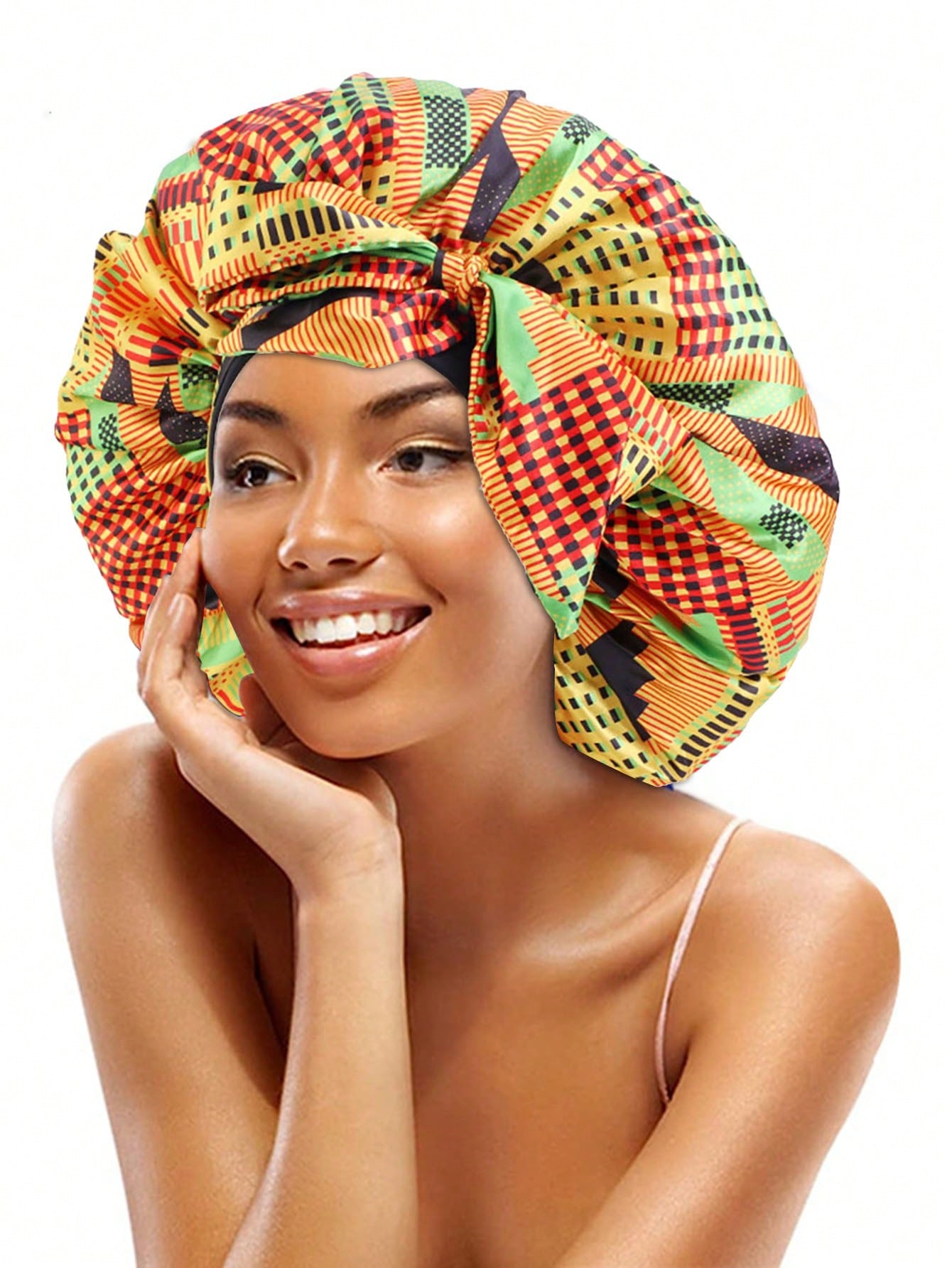 1pc New Ankara Knot Sleep Bonnet Multicolor Women's Hair Loss Scalp Cover Silk Bonnet Ankara Silk Bonnet for Women