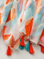 Stylish and colorful orange sunscreen scarf, perfect for spring and summer.
