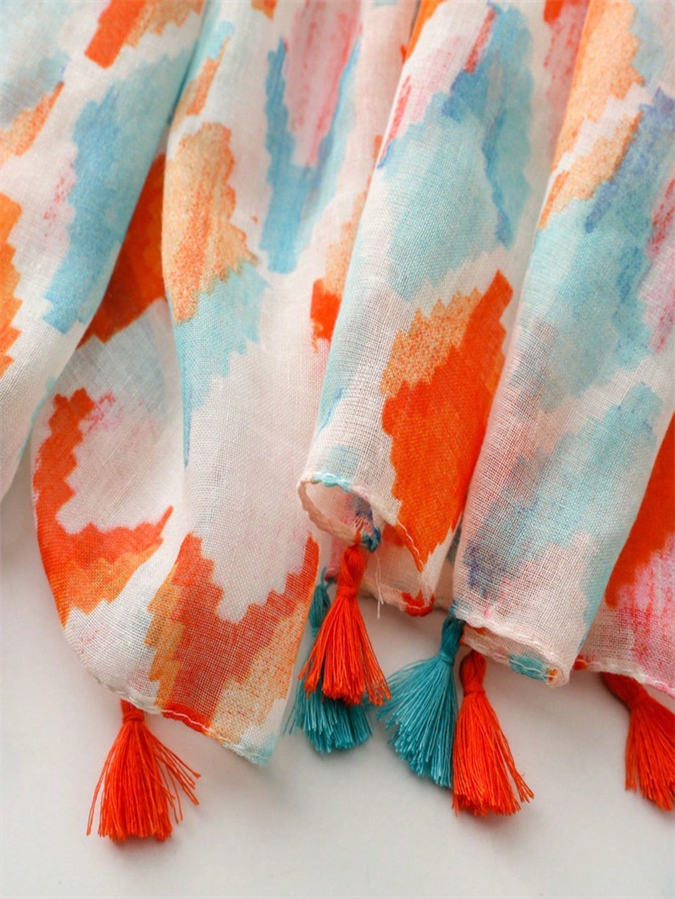 Stylish and colorful orange sunscreen scarf, perfect for spring and summer