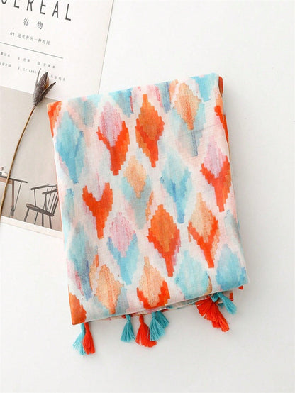 Stylish and colorful orange sunscreen scarf, perfect for spring and summer