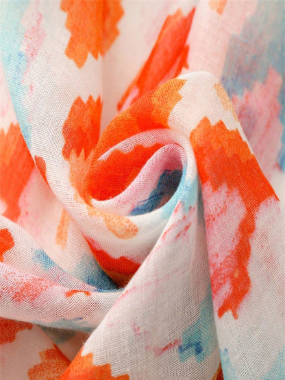 Stylish and colorful orange sunscreen scarf, perfect for spring and summer