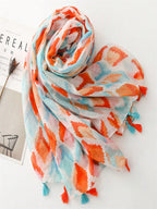 Stylish and colorful orange sunscreen scarf, perfect for spring and summer.