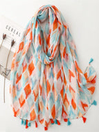 Stylish and colorful orange sunscreen scarf, perfect for spring and summer.