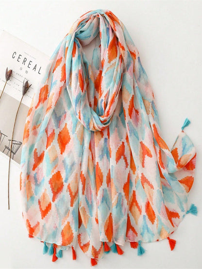 Stylish and colorful orange sunscreen scarf, perfect for spring and summer