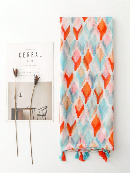 Stylish and colorful orange sunscreen scarf, perfect for spring and summer