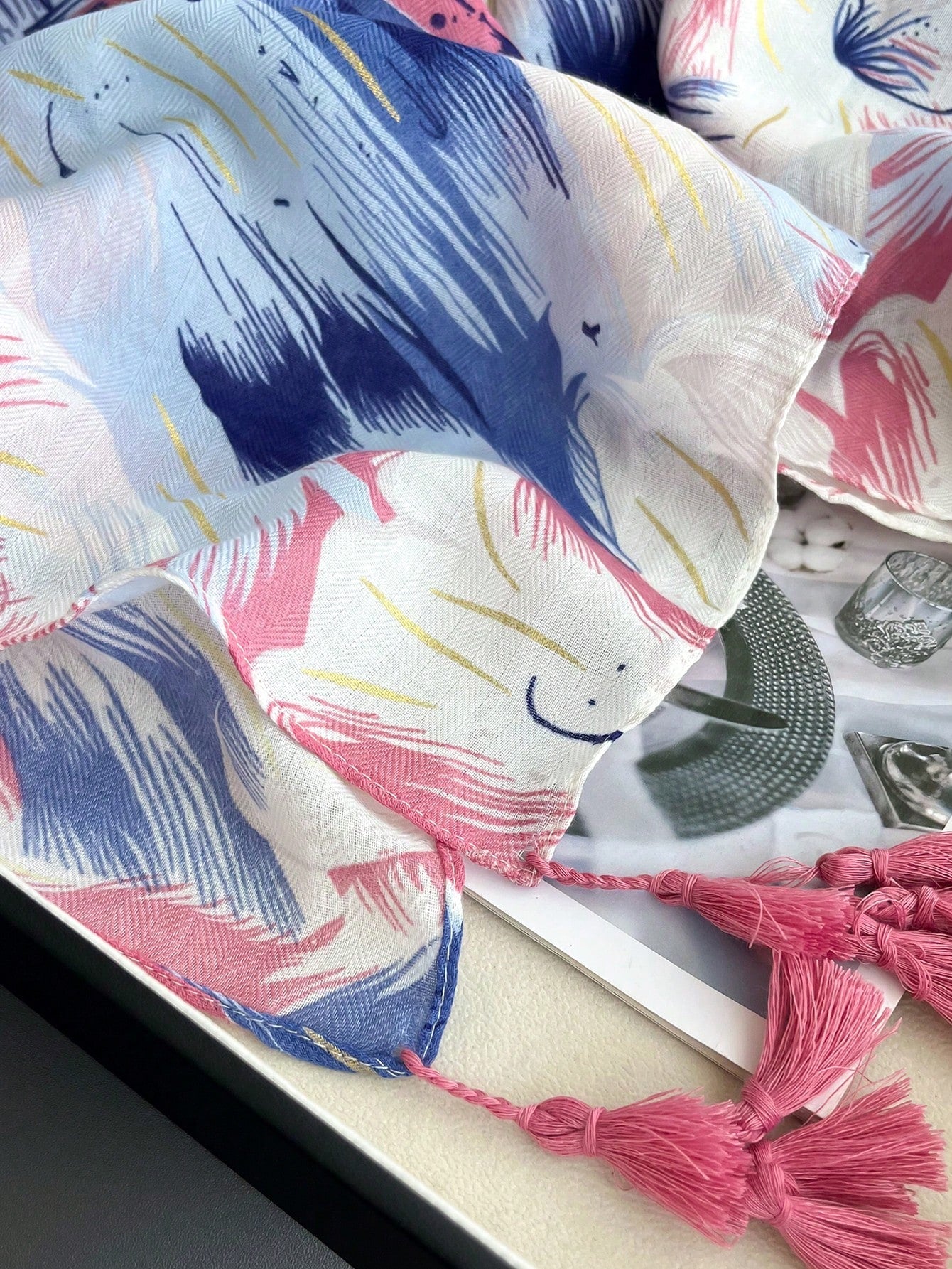 1pc Floral Cotton Linen Hijab Scarf Multifunctional Sunscreen Beach Towel Travel Shawl