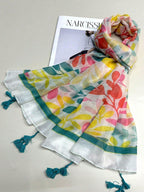 Fashionable printed hanging hardware scarf, light and refreshing sunscreen scarf for women, suitable for casual outdoor travel, ladies silk scarf/new beach towel