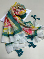 Fashionable printed hanging hardware scarf, light and refreshing sunscreen scarf for women, suitable for casual outdoor travel, ladies silk scarf/new beach towel