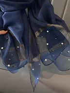 Women's Solid Color Blend Knitted Shawl with Silk-Like Softness, Star Scarf, Summer Sun Protection and Autumn Winter Warmth, Elegant