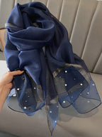 Women's Solid Color Blend Knitted Shawl with Silk-Like Softness, Star Scarf, Summer Sun Protection and Autumn Winter Warmth, Elegant