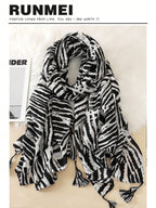 Zebra Print Tassel Scarf