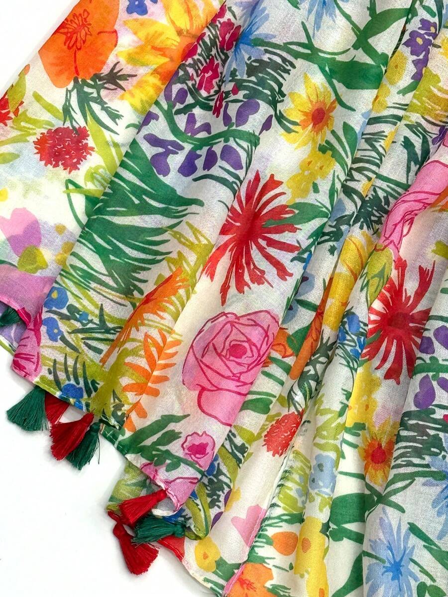 New digital printed scarf, simple beach accessories, women's silk scarf, sun protection, beach scarf, head scarf, multi-purpose long scarf, suitable for spring and summer
