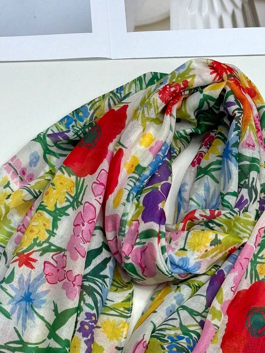 New digital printed scarf, simple beach accessories, women's silk scarf, sun protection, beach scarf, head scarf, multi-purpose long scarf, suitable for spring and summer