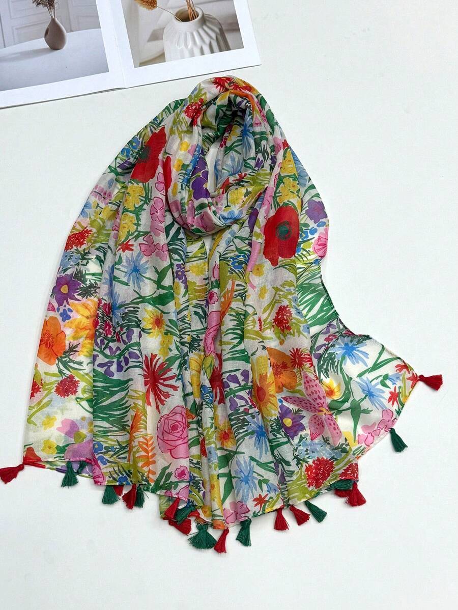 New digital printed scarf, simple beach accessories, women's silk scarf, sun protection, beach scarf, head scarf, multi-purpose long scarf, suitable for spring and summer