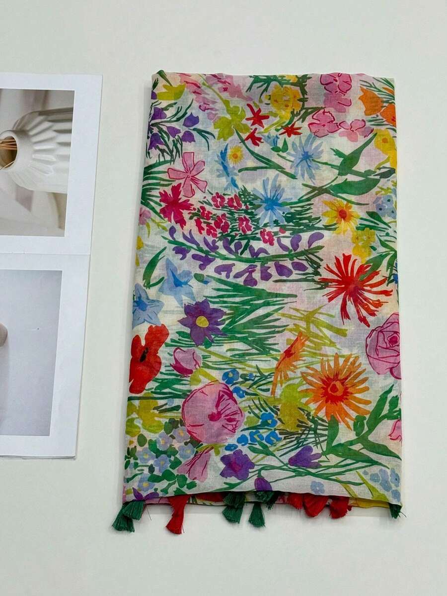 New digital printed scarf, simple beach accessories, women's silk scarf, sun protection, beach scarf, head scarf, multi-purpose long scarf, suitable for spring and summer