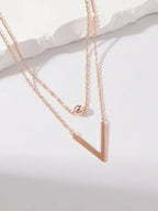 Fashion Layered Necklace Stainless Steel Letter & Bead Pendant for Women Daily Decoration 1pc