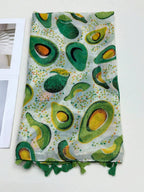 Soft and elegant cashmere fabric with fruit print