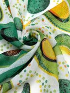 Soft and elegant cashmere fabric with fruit print