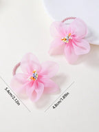 10-Piece Transparent Floral Hair Ties Set for Girls