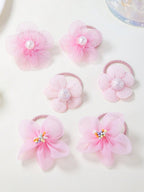 10-Piece Transparent Floral Hair Ties Set for Girls