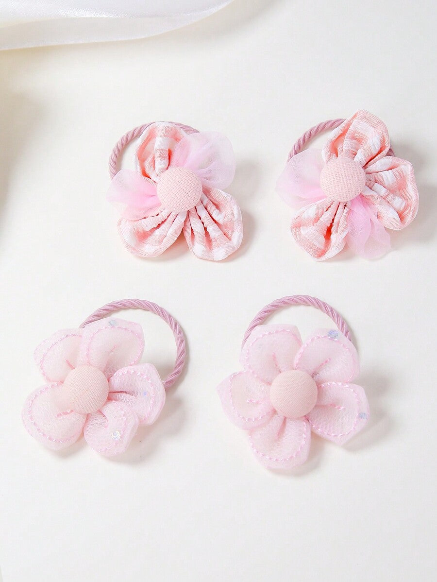 10-Piece Transparent Floral Hair Ties Set for Girls