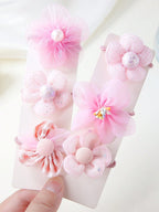 10-Piece Transparent Floral Hair Ties Set for Girls