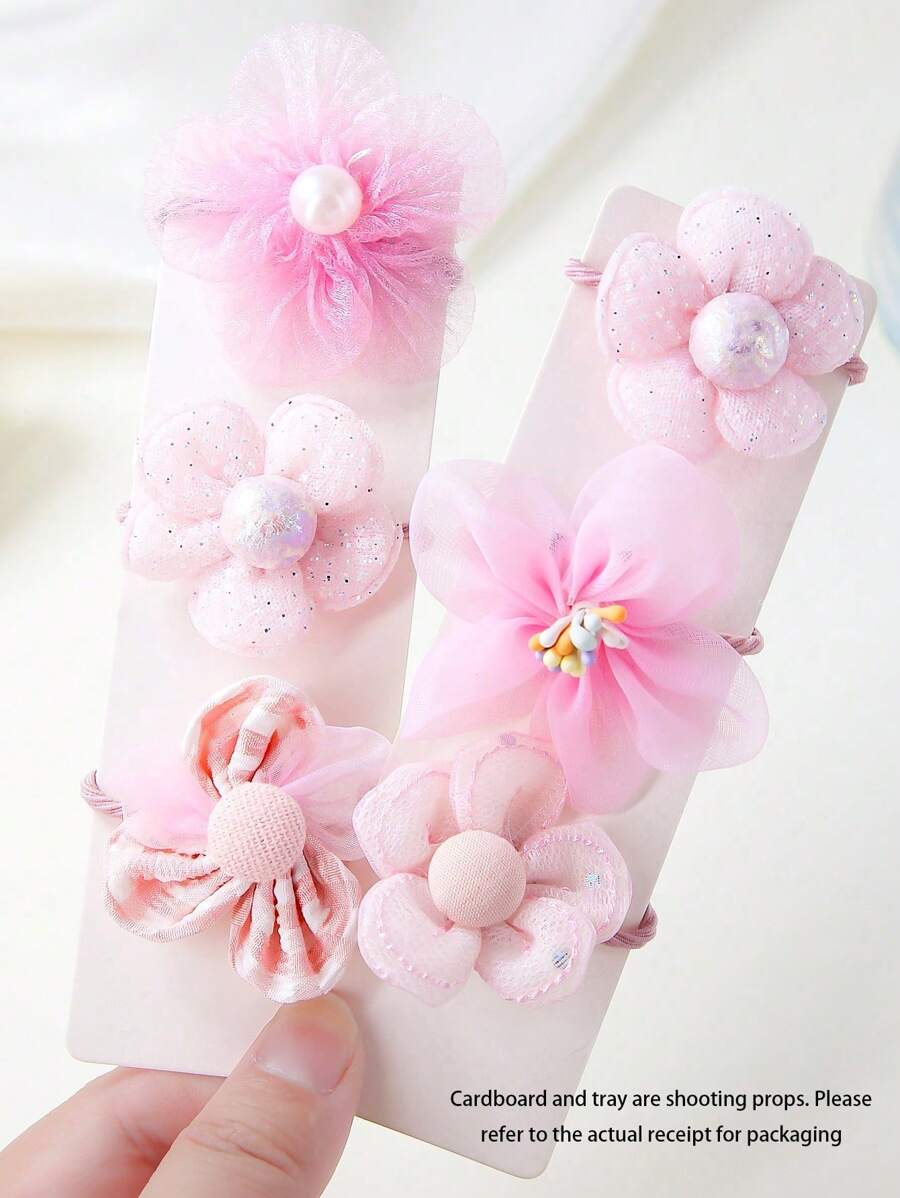 10-Piece Transparent Floral Hair Ties Set for Girls