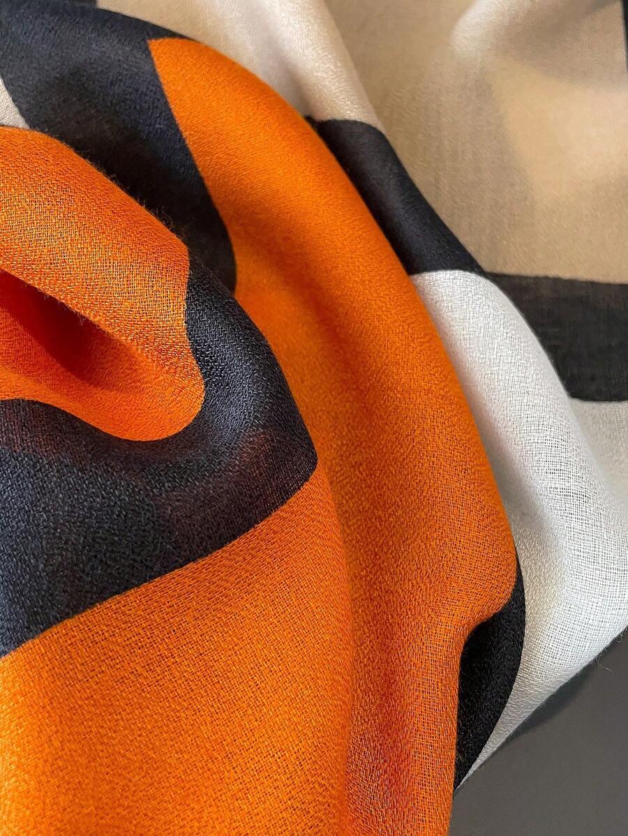 1 Piece Geometric Print Scarf - Soft, Breathable, and Stylish for Women - Suitable for Casual Daily Wear and Sun Protection, Printed Tie-dye Scarf for Everyday Use