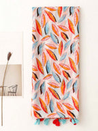 Elegant Beach Accessories Simple Style Scarf, Floral Print Silk Shawl Outdoor Wrap, Temporary Sunscreen Scarf for Autumn Spring
