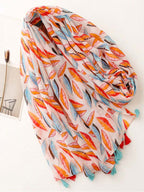 Elegant Beach Accessories Simple Style Scarf, Floral Print Silk Shawl Outdoor Wrap, Temporary Sunscreen Scarf for Autumn Spring