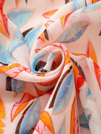 Elegant Beach Accessories Simple Style Scarf, Floral Print Silk Shawl Outdoor Wrap, Temporary Sunscreen Scarf for Autumn Spring
