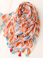 Elegant Beach Accessories Simple Style Scarf, Floral Print Silk Shawl Outdoor Wrap, Temporary Sunscreen Scarf for Autumn Spring